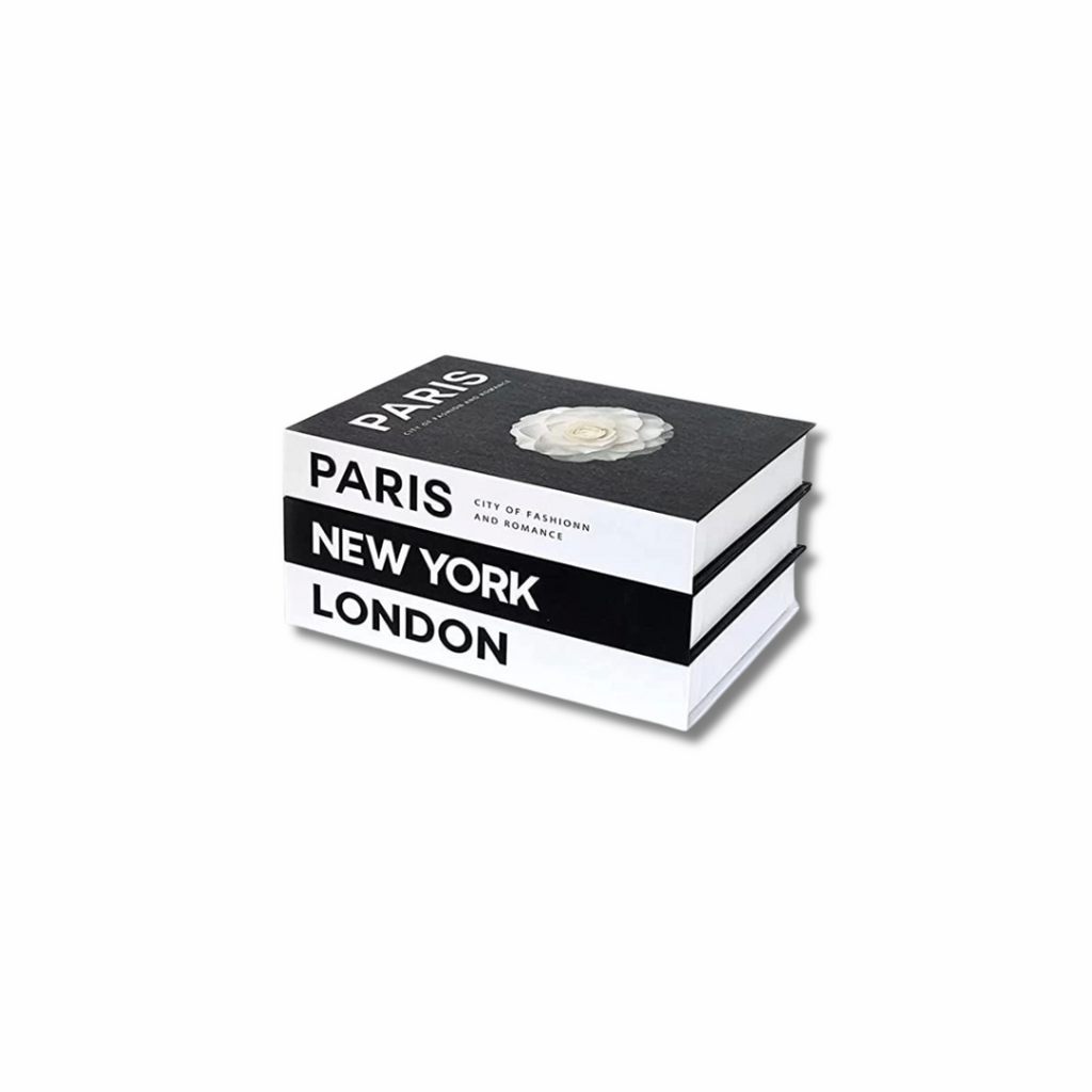 City-Themed Book Decor Set – Paris, New York, London