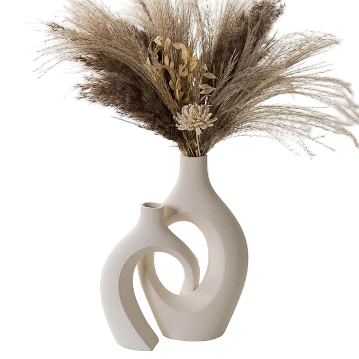 Elegant White Double Loop Vase – Contemporary Decorative Accent