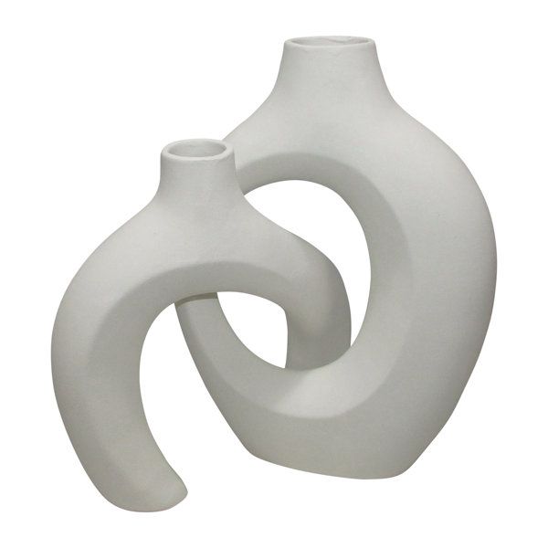Elegant White Double Loop Vase – Contemporary Decorative Accent