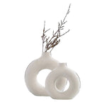 Modern Ceramic Vases – Round Hollow Design (2pcs Set)