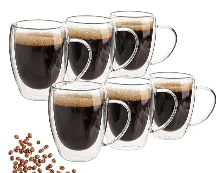 Elegant Coffee Glass mugs (set of 6)