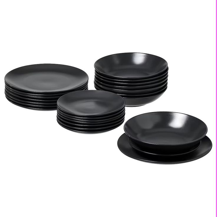 7-Piece Black Stoneware Dinner Set – Modern & Durable
